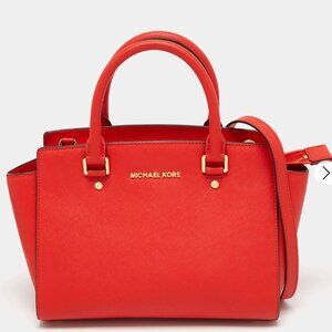 Michael Kors Leather Selma Red Tote Satchel Medium